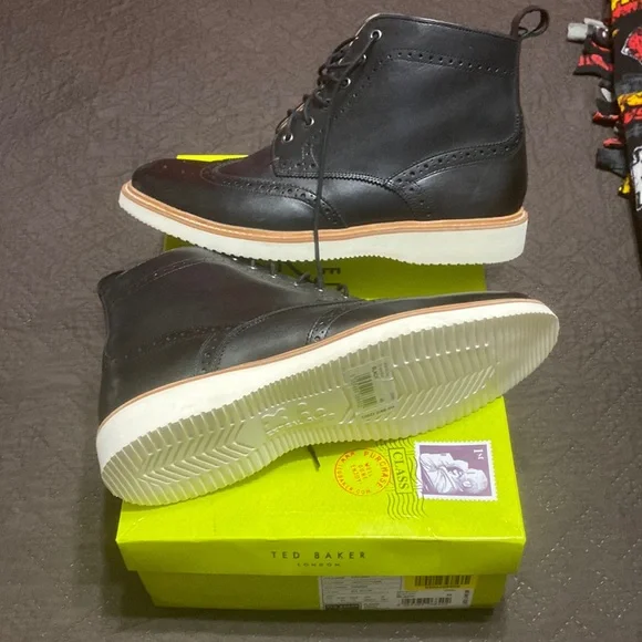 Ted Baker London Black Leather Brogue Boots Ted Baker London | Shoes | Ted Baker Pericop Wingtip Brogue  main image 2
